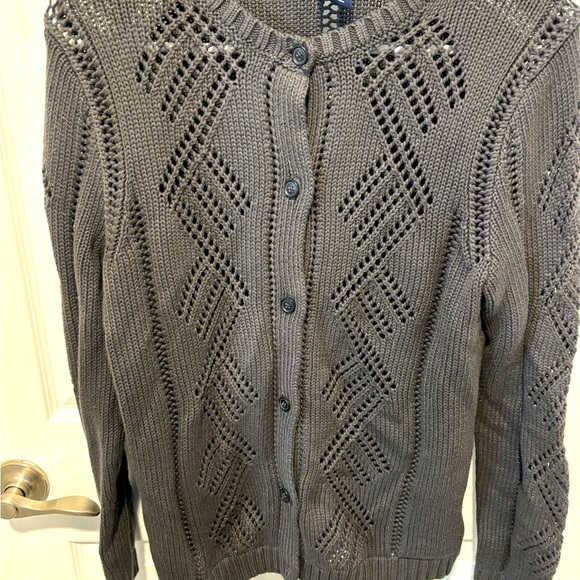 Women’s Charcoal Gray Button-Up Sweater - Picture 2 of 7
